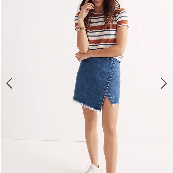 Madewell Dresses & Skirts - NWT Madewell Raw Hem Wrap Jean Mini Skirt Sz 10
